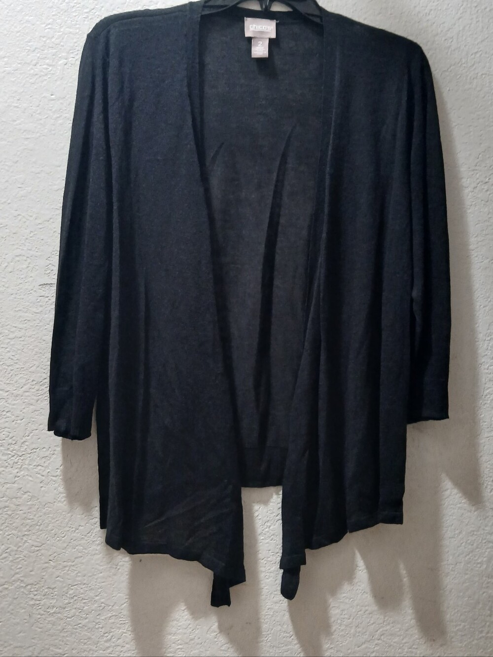 Chico's size 2 chicos Black Open-Front Draped Cardigan
